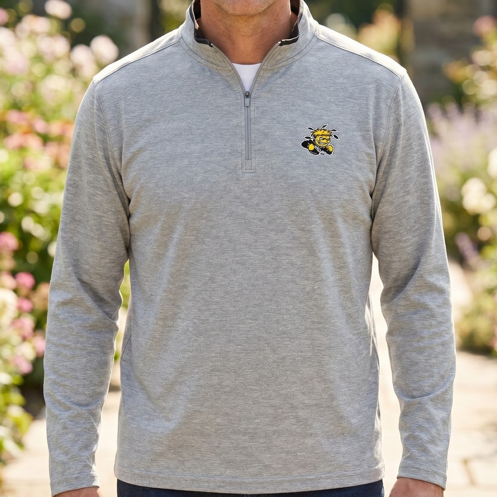 Colosseum‎ Wichita State Shockers WuShock Mens Quarter Zip Pullover Heather Grey